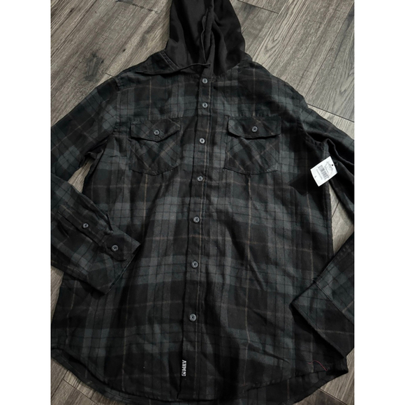 WRV Other - WRV Brand New with Tags Black and Grey Hooded Skater Surfer Vibe Flannel Size L